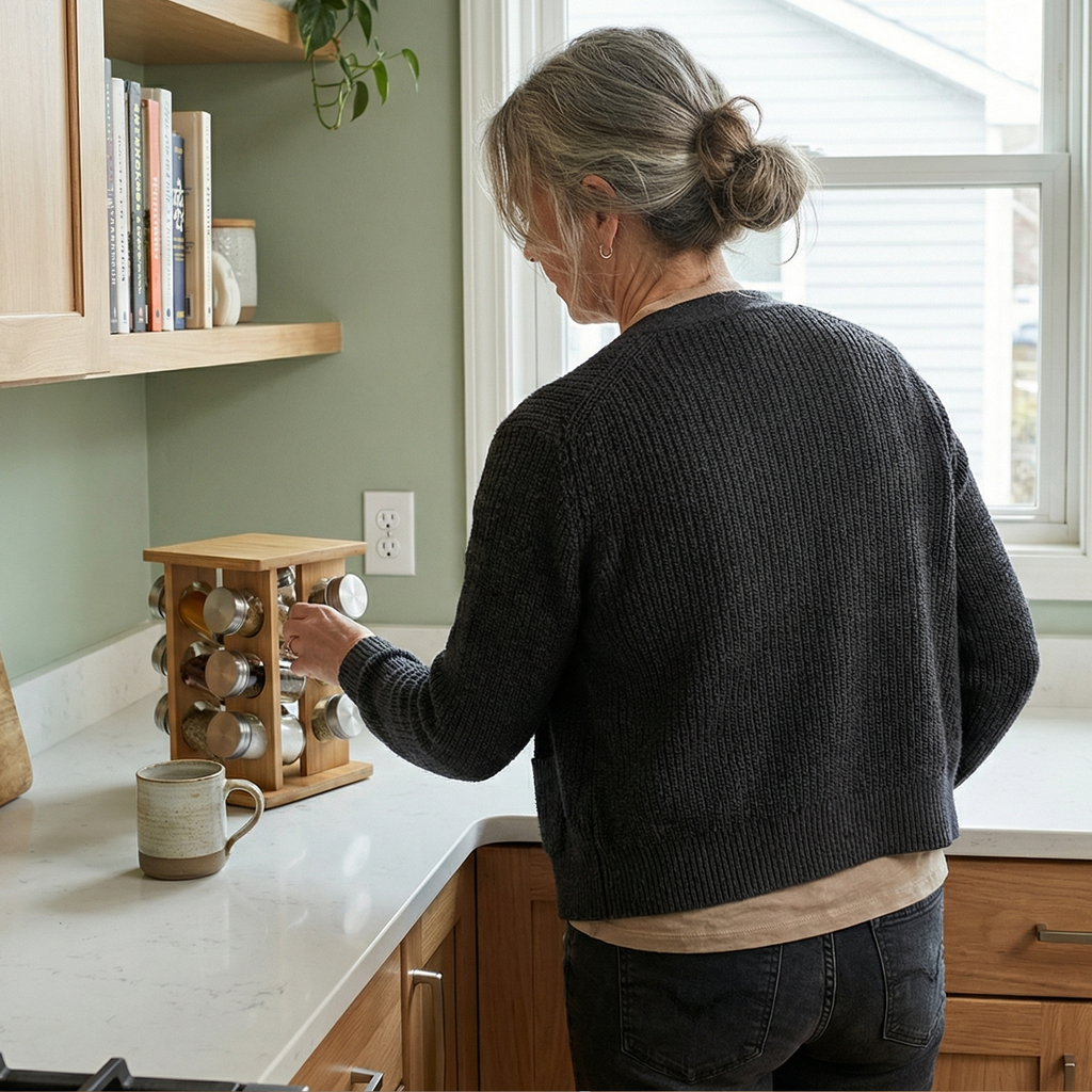 Bamboo Spice Rack with 12 Jars
