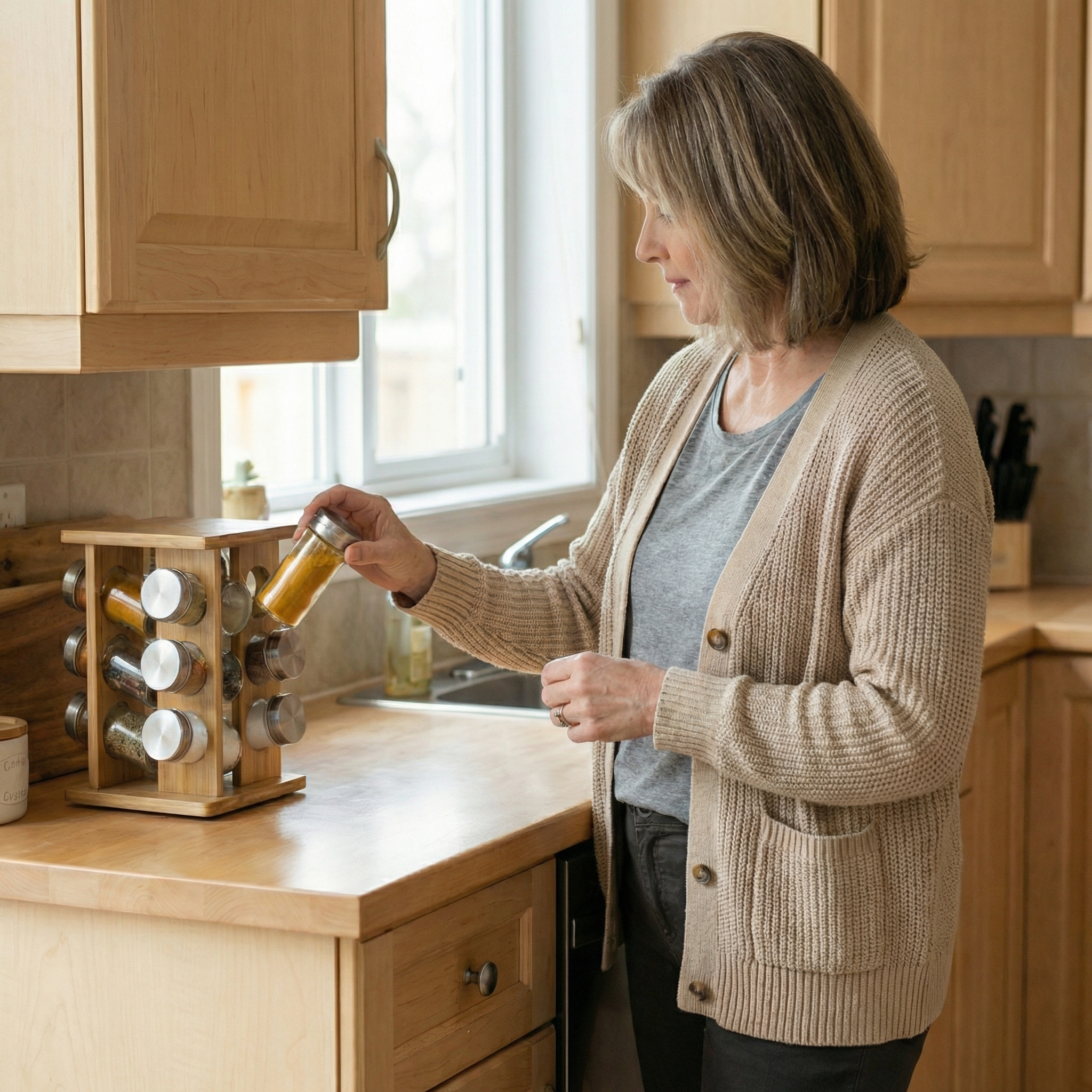 Bamboo Spice Rack with 12 Jars