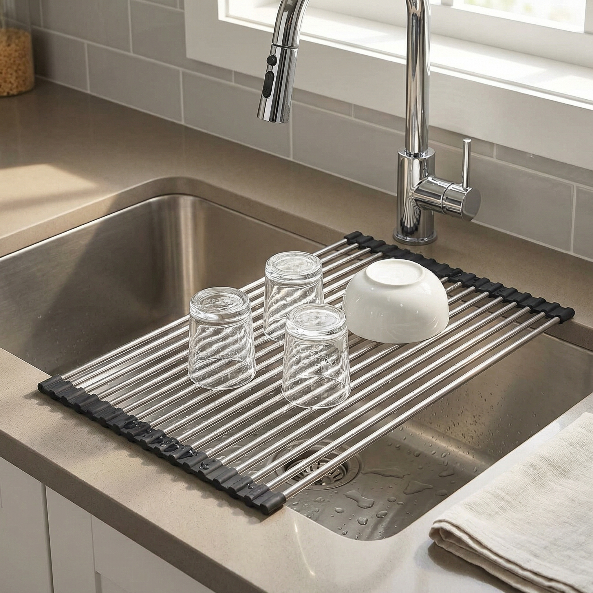 Over-the-Sink Roll-Up Drying Rack