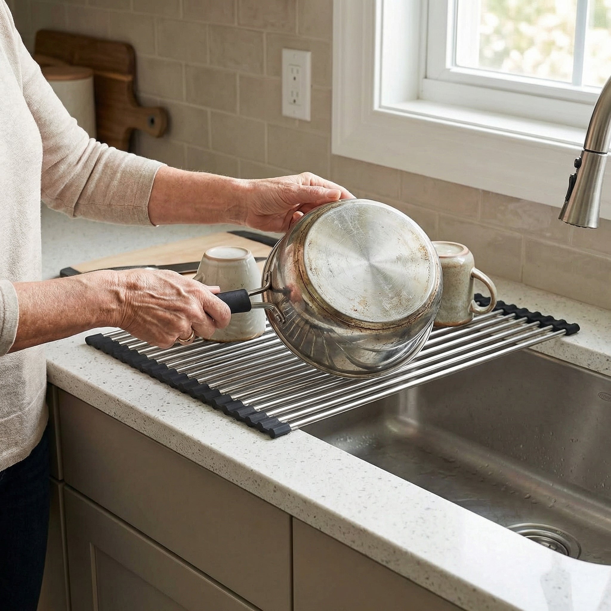Over-the-Sink Roll-Up Drying Rack
