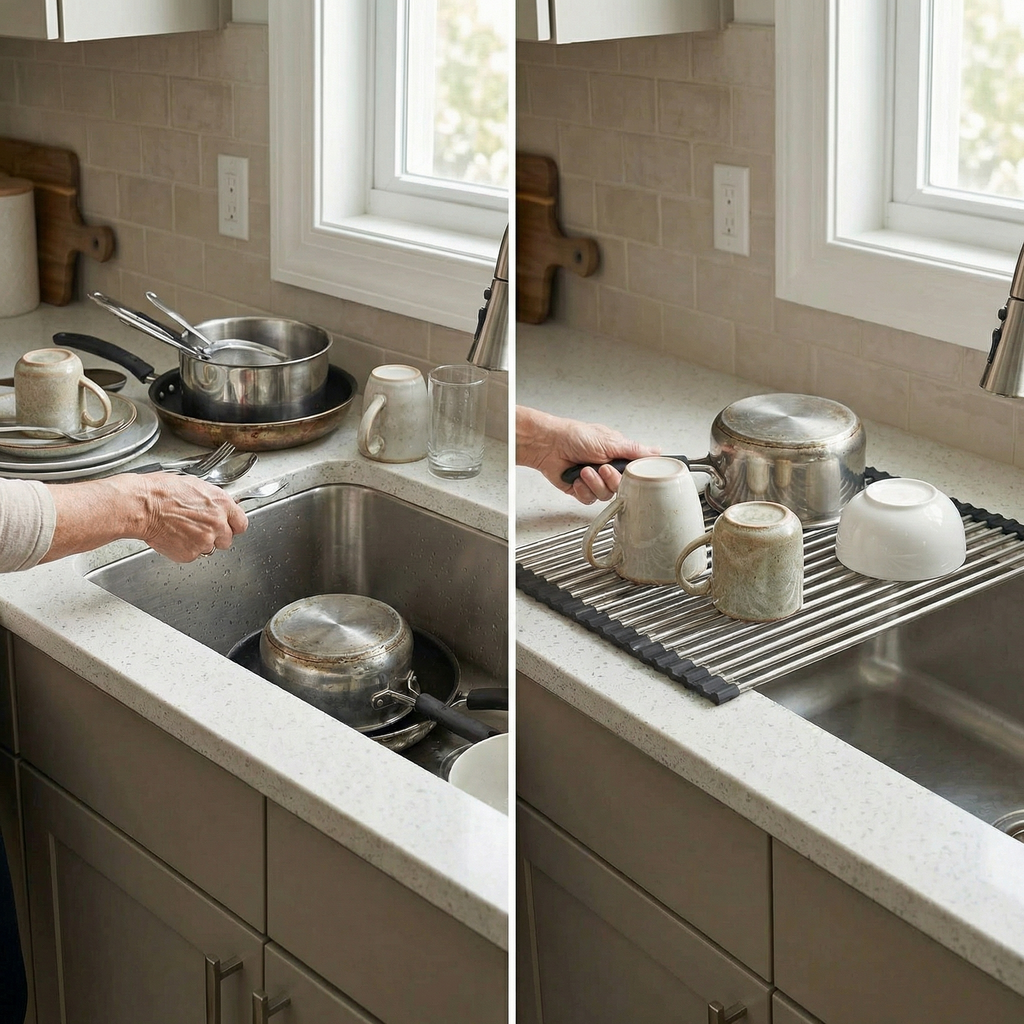 Over-the-Sink Roll-Up Drying Rack