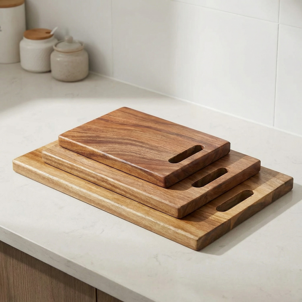 Handcrafted Acacia Wood Cutting Boards – Set of 3