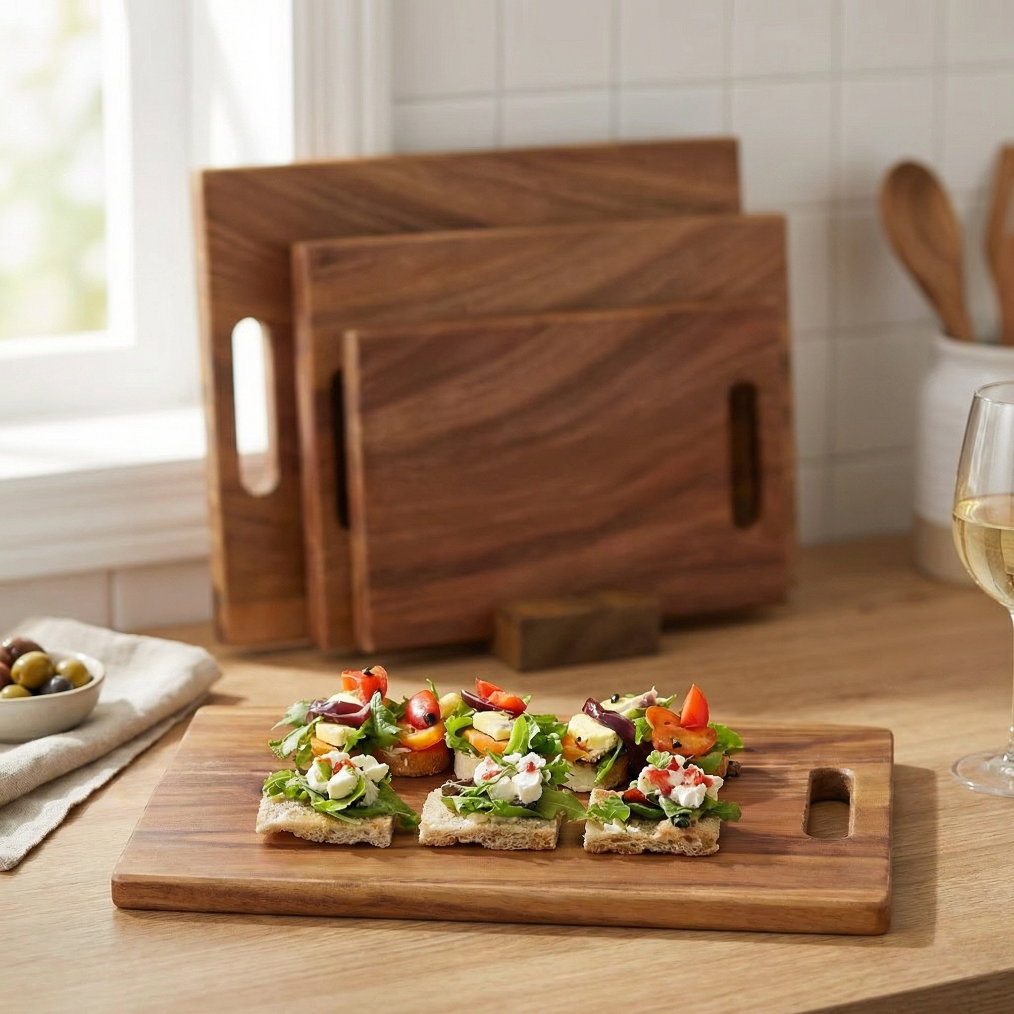 Handcrafted Acacia Wood Cutting Boards – Set of 3