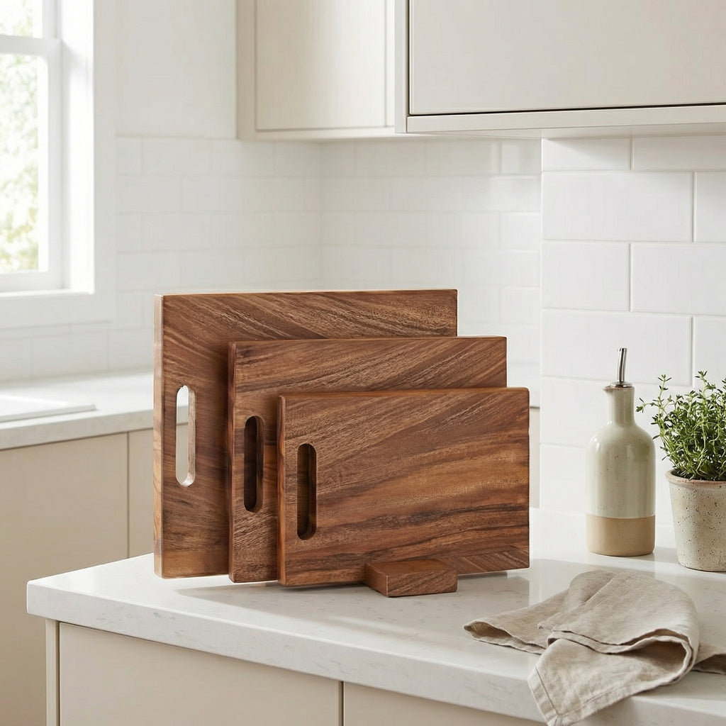 Handcrafted Acacia Wood Cutting Boards – Set of 3