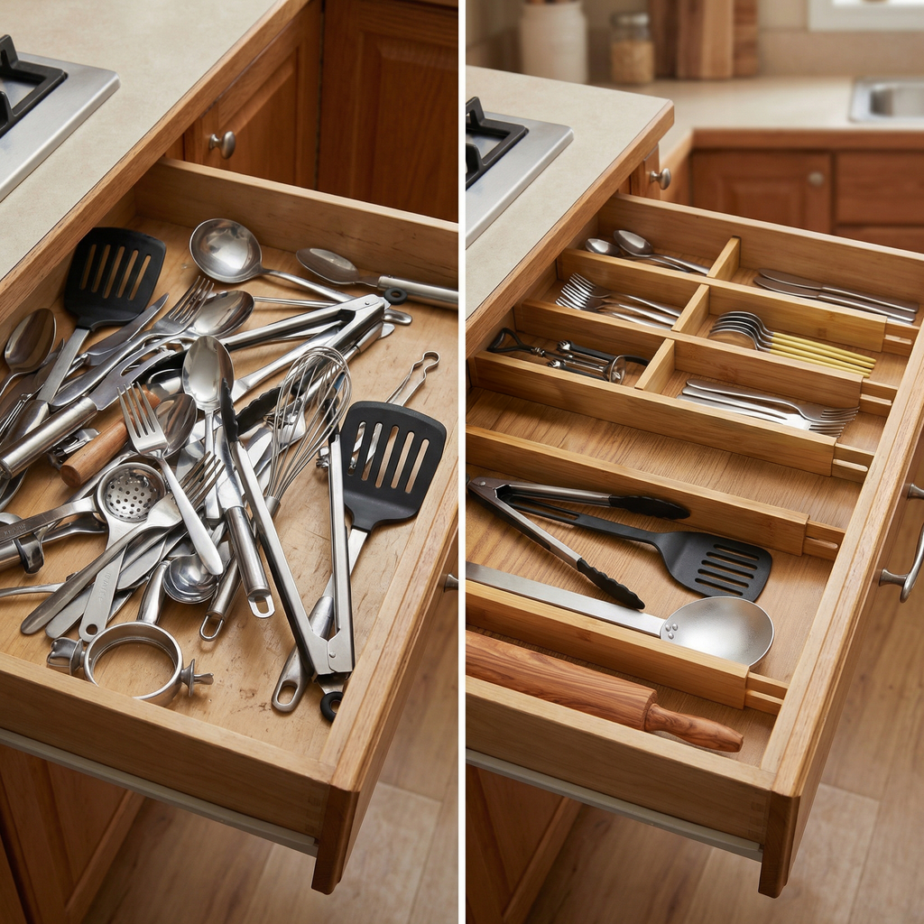 Adjustable Bamboo Drawer Dividers – Set of 4