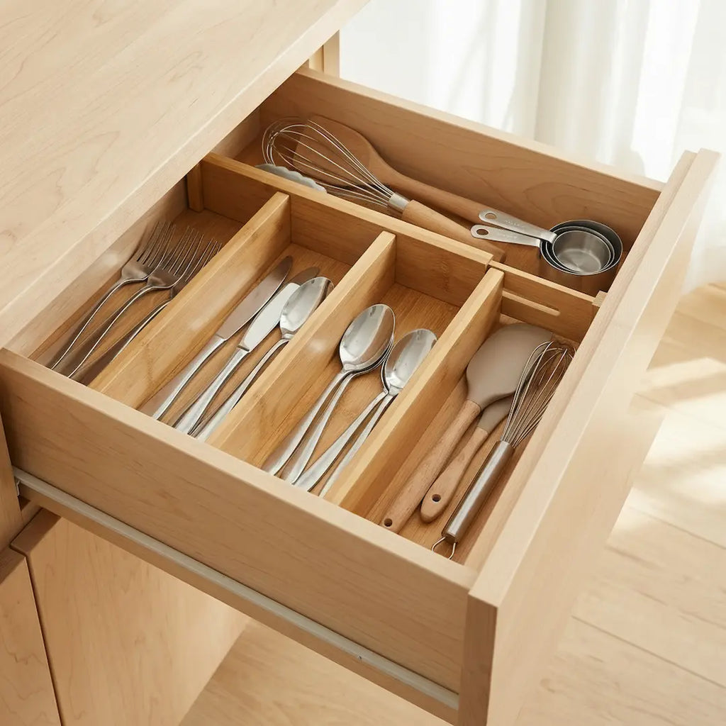 Premium Bamboo Drawer Dividers | Adjustable & Spring-Loaded (set of 4)