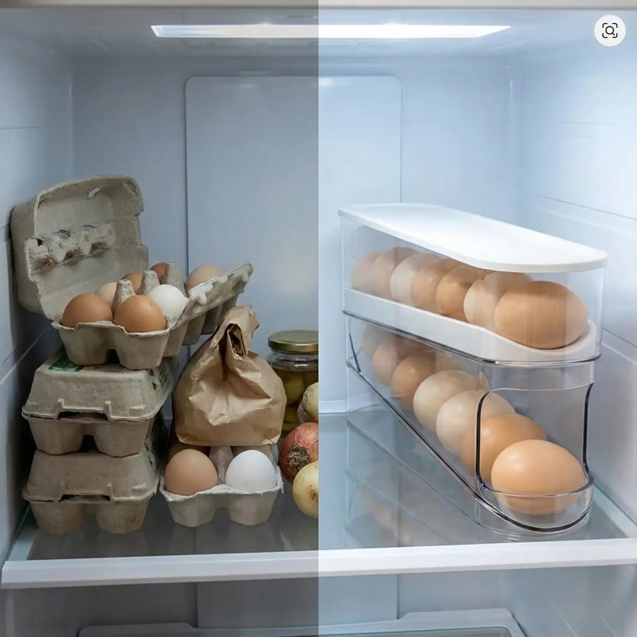 Auto-Rolling Egg Dispenser — Double-Tier Refrigerator Egg Organizer