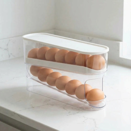 Auto-Rolling Egg Dispenser — Double-Tier Refrigerator Egg Organizer